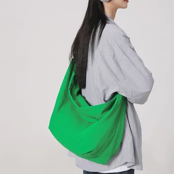 Японская однотонная нейлоновая сумка, женская сумка 2023, Новый кампусный стиль, простая сумка через плечо большой емкости INS, повседневная сумка через плечо на одно плечо