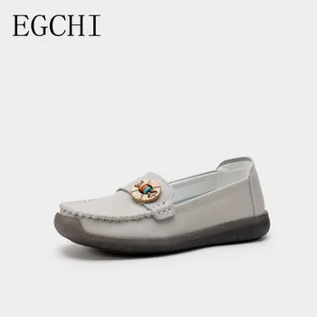 Egchi/ Женская обувь для отдыха из натуральной кожи, Лоферы на платформе без застежки, Женская Повседневная обувь, Ультрамягкие Мокасины, Обувь для кормления, Zapatos