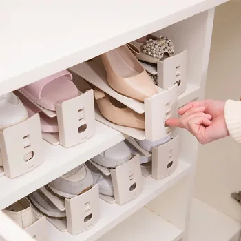 Компактное устройство для хранения обуви, Двухслойный Регулируемый шкаф для обуви, Стеллаж для хранения обуви с многослойной перегородкой
