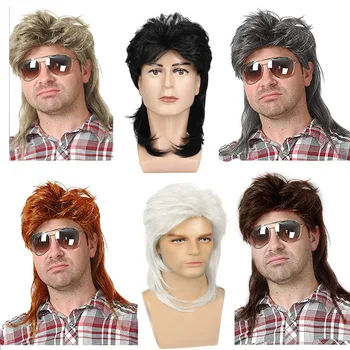 Парики из кефали для мужчин 70-х 80-х годов, костюмы из панк-хэви-метала, Мужские черные Модные аксессуары для вечеринок, Косплей, волосы, Парик на Хэллоуин