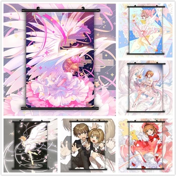 Card Captor Sakura Kinomoto Sakura Аниме Манга с HD принтом, настенный плакат с прокруткой