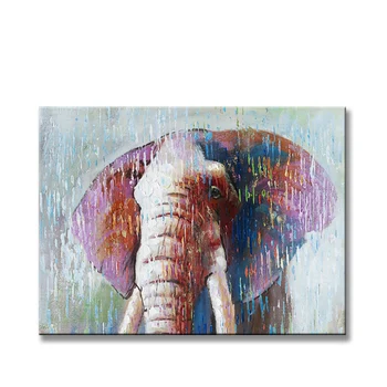 Высококачественная современная абстрактная картина с изображением животного, красочной головы слона, картина маслом ручной работы на холсте для гостиной, рабочей комнаты, без рамок