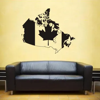 Наклейки на стену с картой мира Канады, большой новый дизайн, карта кофейни, наклейка на стену, виниловый плакат, наклейка на карту мира, наклейки на карту мира