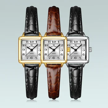 Женские кварцевые часы с роскошным золотым циферблатом, ниша для часов, прямоугольник квадратной формы, коричневая кожа, женские модные наручные часы Orologio Reloj
