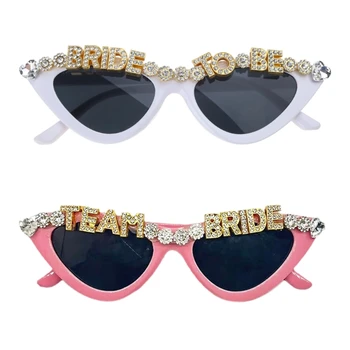 Солнцезащитные очки для мальчишника, женские стразы, очки в белой оправе с буквами 