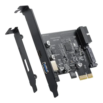 Плата адаптера PCI-E 1X к USB 3.2 Gen1 USB3.2 Type-C, 2 порта (Type C + Type A), карта расширения