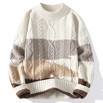 Зимний Термосвитерный мужской Корейский Мужской пуловер Harajuku, свитера, роскошный Рождественский джемпер высокого класса, Мягкие и теплые топы