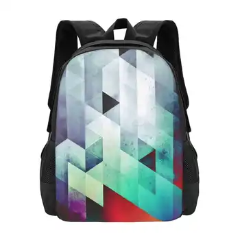 Рюкзак Cyld Stykk для студенческого школьного ноутбука, дорожная сумка, абстрактная геометрическая бирюзово-белая текстура, треугольник, иллюзия глубины, цвет