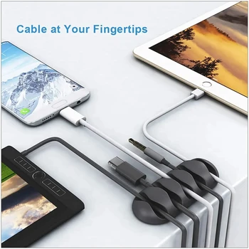 Органайзер для кабелей, держатель для проводов, Гибкая намотка USB-кабеля, Аккуратные силиконовые зажимы для автомобильной мыши, клавиатуры, наушников