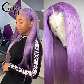 Прямой фиолетовый парик 13x4 синтетический парик на кружеве спереди 180-плотный термостойкий парик без клея для косплея королевы переодевания