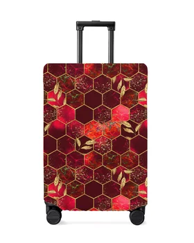 Красная крышка для багажа с мраморной сотовой текстурой, эластичный чехол для чемодана, пылезащитный чехол для багажа для 18-32-дюймового дорожного чемодана