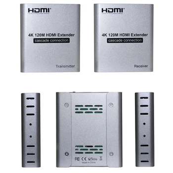 120m 4K HDMI Extender Через Кабель Cat5e CAT6 Ethernet Видеопередатчик Приемник Конвертер Поддержка Каскадного Подключения HDMI Loop