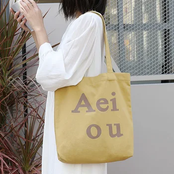 Японская повседневная и художественная холщовая сумка ins, минималистичная сумка-тоут с буквенным принтом, сетчатая красная модная выстиранная сумка через плечо для женщин