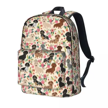 Рюкзак в стиле таксы, рюкзаки с цветочным принтом в виде собаки, молодежные дорожные дышащие сумки для средней школы, дизайнерский рюкзак