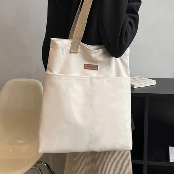 Хлопчатобумажные льняные женские холщовые сумки для покупок, экологичная сумка через плечо, винтажная сумка-тоут большой емкости