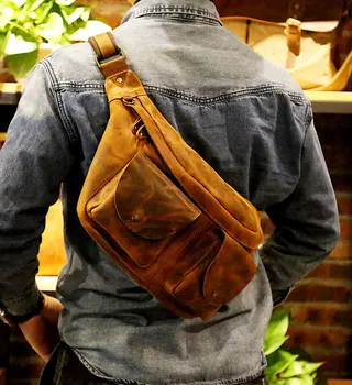Большая нагрудная сумка из натуральной кожи, мужские нагрудные сумки, сумка-слинг, сумки через плечо, сумка для верховой езды, велосипедная сумка, винтажная мода