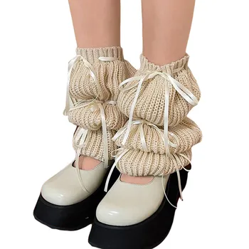 Женские вязаные гетры в стиле харадзюку, длинные носки в стиле 