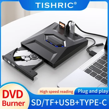 TISHRIC USB 3.0 Type C Внешний DVD-Привод Портативный Оптический Проигрыватель CD DVD RW Drive Writer Burner Для Ноутбука Notebook