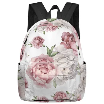 Винтажные цветы Розовый Пион Белые Рюкзаки Подростковые Студенческие школьные сумки Рюкзак для ноутбука Мужские Женские дорожные сумки Mochila