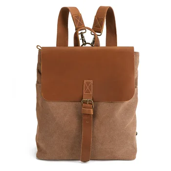 Винтажный брезентовый рюкзак, мужская брезентовая сумка Crazy Horse из натуральной кожи, рюкзак для путешествий на открытом воздухе
