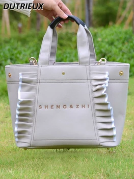 Высококачественные японские сумки, женская повседневная холщовая сумка большой емкости, художественная мода, сумка-тоут с оборками, переносная сумка-мессенджер
