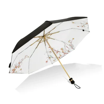 Двухслойный автоматический зонт, складной женский зонт от дождя и солнца с защитой от ультрафиолета, Ветрозащитный дорожный маленький с черным покрытием, мода U5B