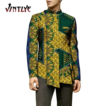Африканская одежда для мужчин, рубашки Дашики с принтом Анкары, повседневные рубашки с длинным рукавом, традиционная мужская одежда Африки WYN1864