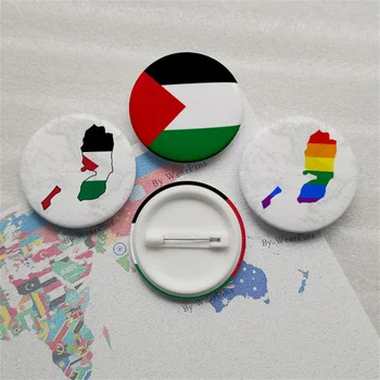 Значок с флагом Палестины, Карта Радуги Палестины, Значок из жести, Значок Палестины, Одежда, Шляпа, Сумка, Аксессуары