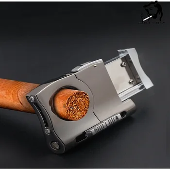 Нож для резки сигар JUSES'S Встроенный 2-х Размерный нож для перфорации сигар С блокировкой лезвий Роскошные Металлические ножи Гильотина для сигар Аксессуары