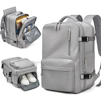 Женский рюкзак для путешествий в самолете с возможностью расширения, рюкзак для ручной клади, водонепроницаемая деловая сумка для ноутбука на выходные с карманом для обуви