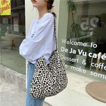 модная маленькая диагональная сумка с леопардовым принтом, сумка для покупок на плечо большой емкости, модная холщовая сумка, женская мода оптом