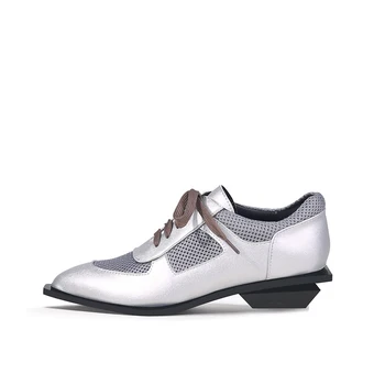 Удобная офисная обувь на среднем каблуке 4 см со шнуровкой и острым носком, сезон весна-лето, ручной работы, размер 34-41, классическая универсальная женская обувь HL546 MUYISEXI