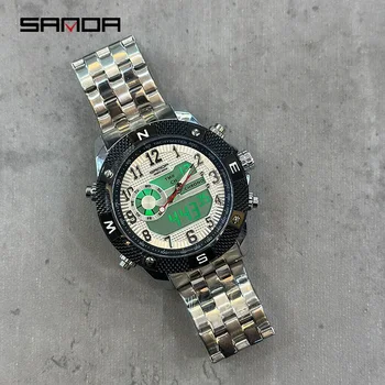Sanda cross-border новые электронные мужские часы многофункциональный модный тренд силиконовый будильник водонепроницаемые светящиеся противоударные часы