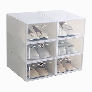 Коробка для обуви ярких цветов из 6 предметов, прозрачная пластиковая коробка для хранения обуви, прямоугольный ящик для хранения в обувном шкафу белого цвета