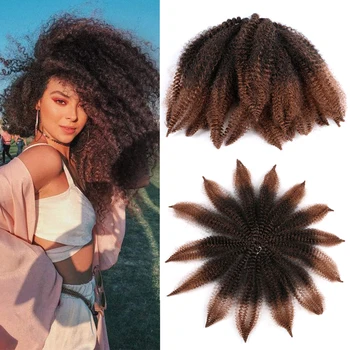Короткие вязаные крючком косички Marley, 8-дюймовые синтетические афро-кудрявые волосы Twist Для наращивания волос Twist Braiding для чернокожих женщин