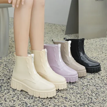 2023, Новая модная непромокаемая обувь на платформе, женские непромокаемые болотные сапоги, непромокаемая резиновая обувь, женские резиновые сапоги, женские