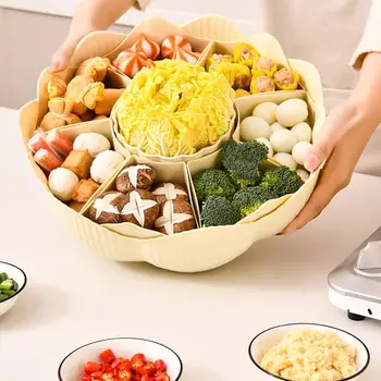 Разборная сервировочная посуда, универсальный сервировочный поднос с возможностью поворота на 360 градусов с 8 разделителями для горячих закусок, фруктов, съемный