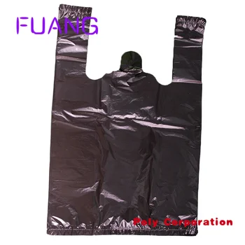Изготовленная на заказ пластиковая футболка из HDPE, сумка для переноски жилета, черные упаковочные пакеты для покупок