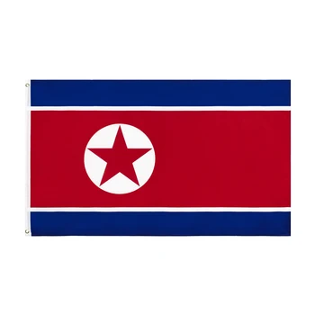 Флаг Северной Кореи Яркий Красно-Синий Флаг с Пентаграммой NK Корейские Национальные Флаги Из Полиэстера С Двойной Прошивкой и Латунными люверсами