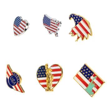 6 Шт Значок, Брошь с американским флагом, Броши для декора путешествий, Аксессуар для одежды из сплава