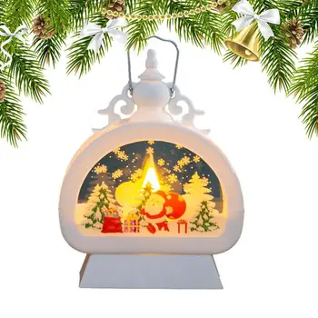 Рождественский ночник, фонарь в виде снежного шара с подсветкой, Рождественская лампа с ручкой, изысканная лампа для рождественской сцены с рисунком снежинки