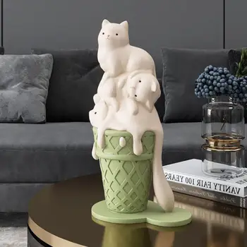 1шт Ins в скандинавском стиле Украшения из смолы в форме мороженого в форме Кошки Милый Мультфильм Украшения для дома на столе Ремесла Детские Игрушки
