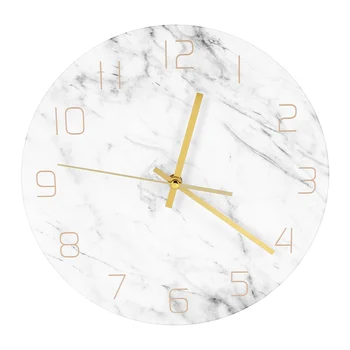 Кварцевые аналоговые бесшумные Мраморные настенные часы с 3D шикарным белым мраморным принтом Современные круглые настенные часы Nordic Creativity Home Decor