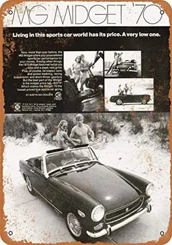 Металлическая винтажная жестяная вывеска 1970 MG Midget-Металлические жестяные вывески, Настенный ретро-плакат на стене домашней кухни, настенная роспись бара, паба, кофейного декора