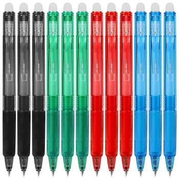Выдвижные Стираемые Гелевые ручки, острие 0,7 мм, Устраняют ошибки, Удобный захват, Для рисования и письма, 12 упаковок, Прочные