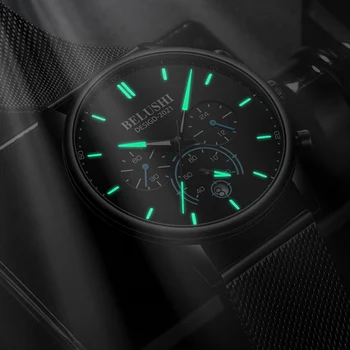 BELUSHI Топ, новые модные мужские часы, роскошные Деловые кварцевые водонепроницаемые наручные часы с хронографом, мужские часы