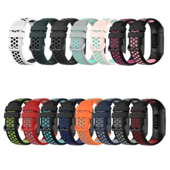 Двухцветный Силиконовый Ремешок Для Fitbit Charge 4/3/3 SE/4 SE Ремешки Для Наручных Часов Пористый Дышащий Ремешок Для Часов Модный Спортивный Сменный Ремешок