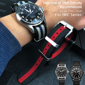 замена ремешка для часов из высококачественной нейлоновой ткани 20 мм для спортивного ремешка IWC Pilot Mark 18 Portofin PORTUGIESER Canvas