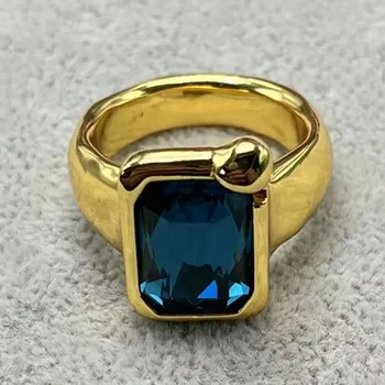 Лидер продаж в Европе и Америке 2023 года, новое популярное модное Креативное Изысканное кольцо с темно-синим драгоценным камнем, подарок для женщин