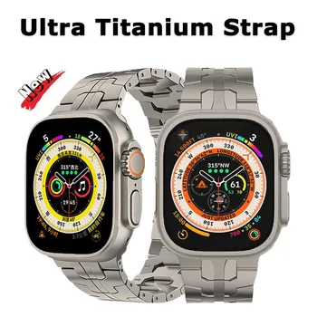 Титановый Ремешок Для Apple Watch 9 Ultra 2 49 мм Серии 9 45 мм 41 мм 44 мм Роскошный Металлический Ремешок Для iWatch 8 7 6 5 4 3 SE 42 мм 40 мм 41 мм